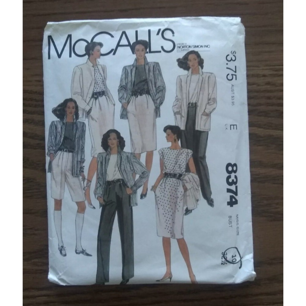 Vintage 1983 McCalls Pattern 8374 Size 10 Bust 32.5 Jacket Skirt Pants Top Cut